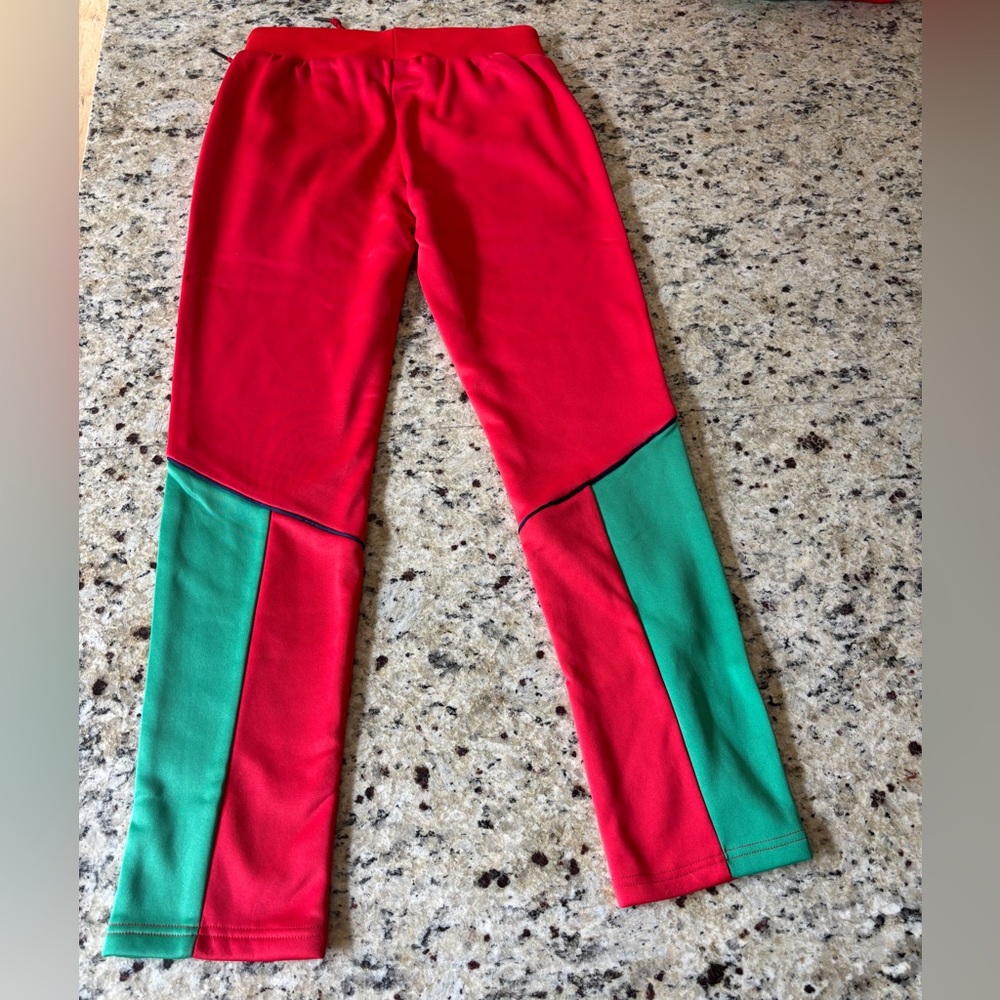 Retro Red and Green Zip-Up Hoodie Pants Track Suit - Picture 4 of 14